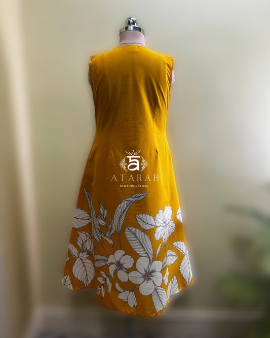 Yellow and white floral printed dress