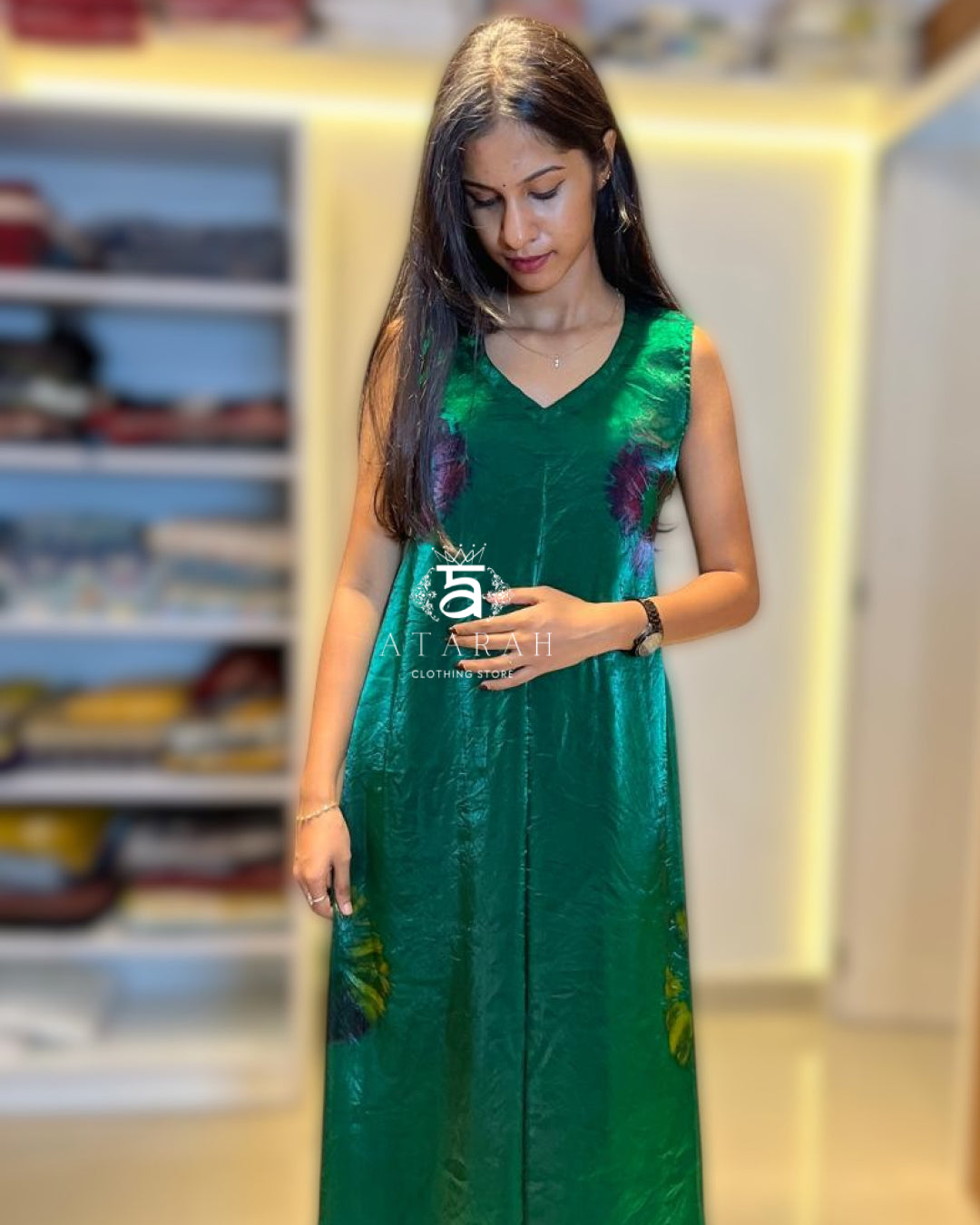 Green soft organza dress (Sleeves attached.)