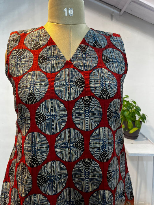 Circular Motif A-Line Midi Dress