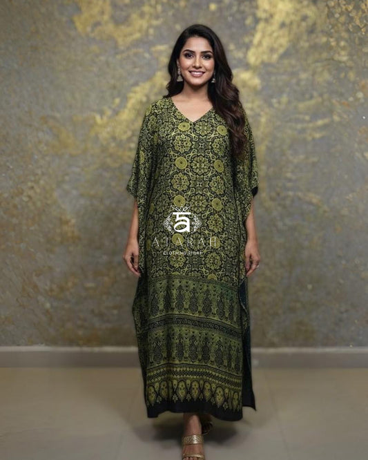 Designer Printed Green Kafthan