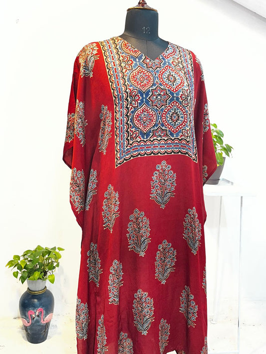 Red Heritage Print Kaftan