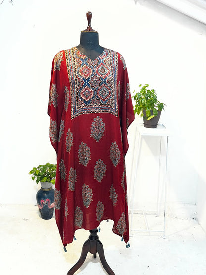 Red Heritage Print Kaftan