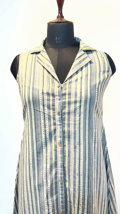 Sage Stripe Shirt Dress