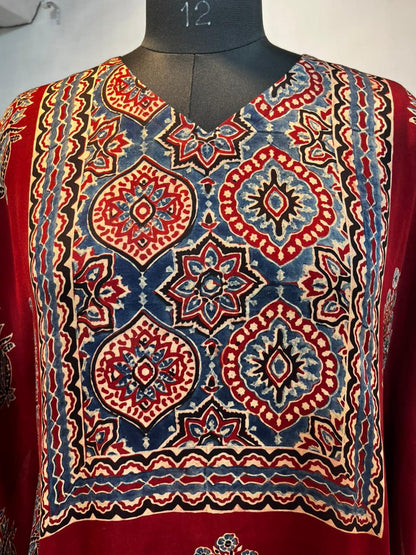 Red Heritage Print Kaftan