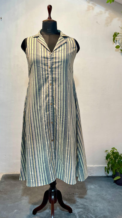 Sage Stripe Shirt Dress