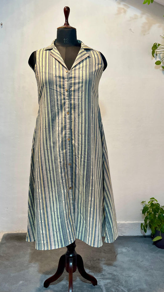 Sage Stripe Shirt Dress