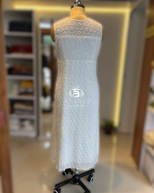 white sleeveless dress