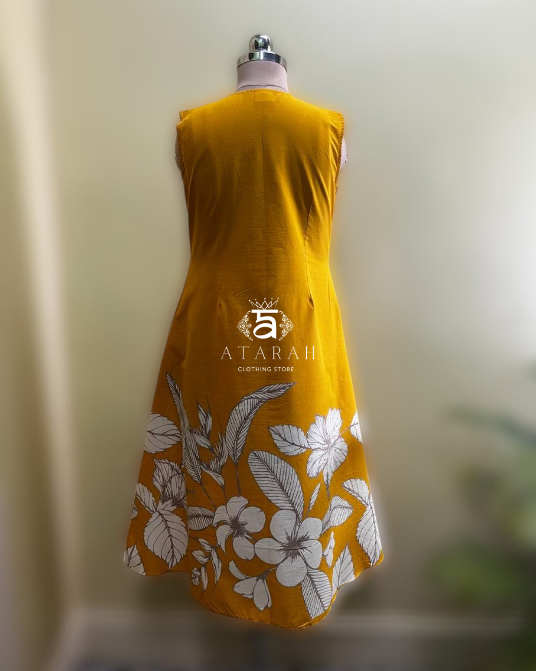 Yellow and white floral printed dress