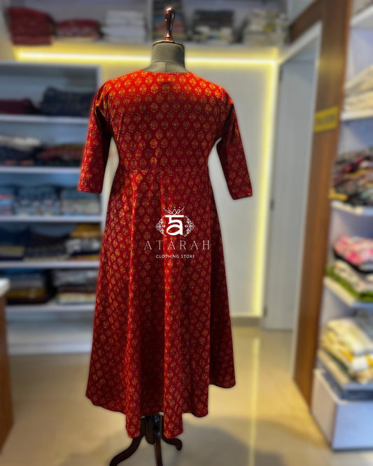 Angrakha-style dresses in cotton Ajrakh hand block print.