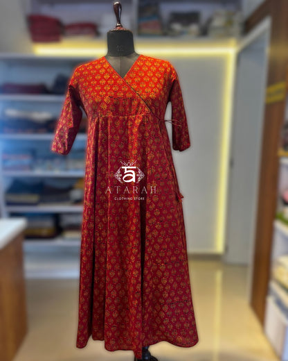 Angrakha-style dresses in cotton Ajrakh hand block print.
