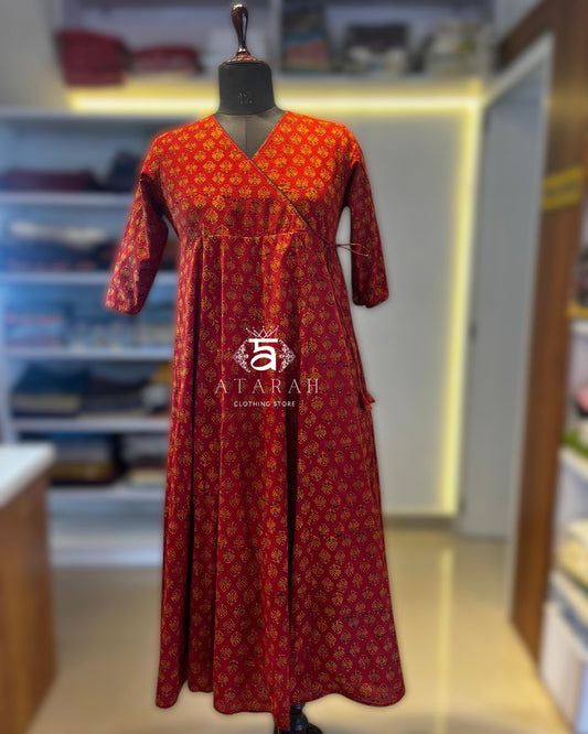 Angrakha-style dresses in cotton Ajrakh hand block print.