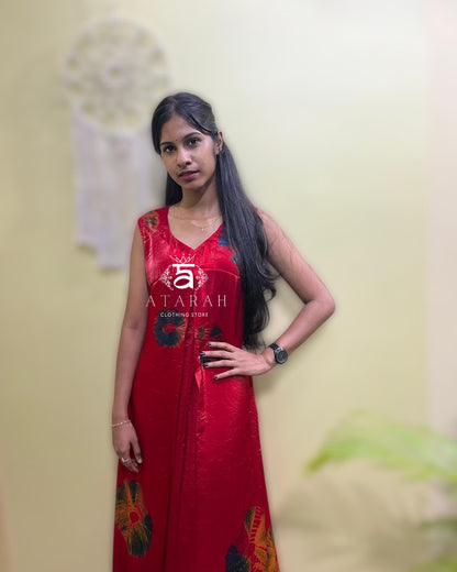 Red soft organza dress. (Sleeves attached.)