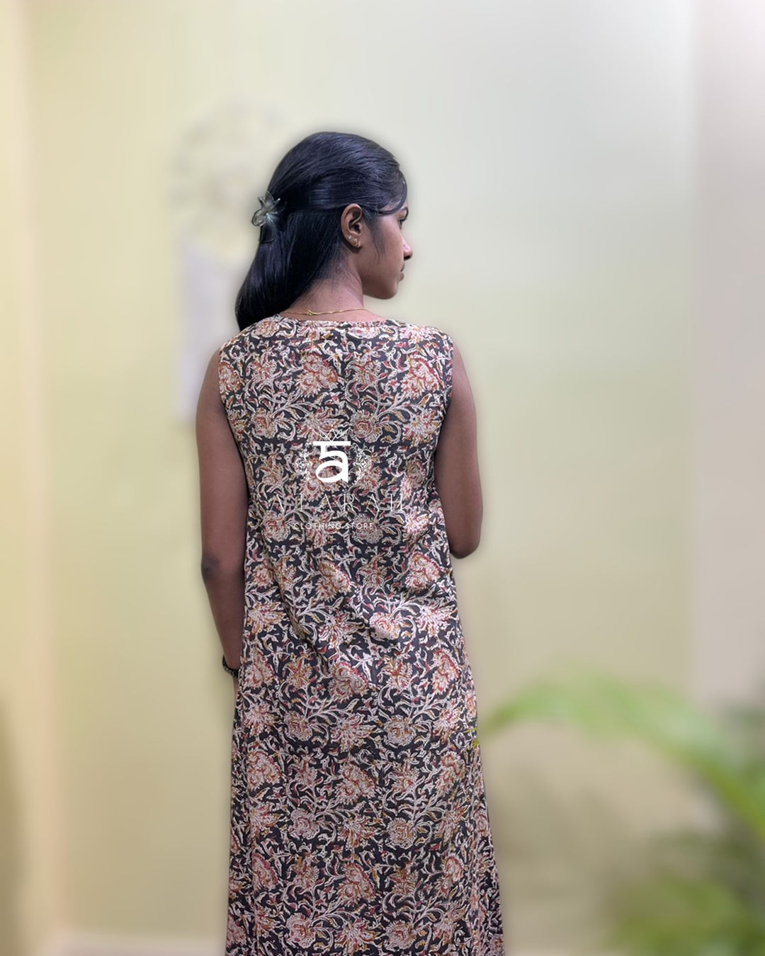 Beige kalamkari dress