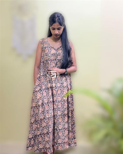 Beige kalamkari dress