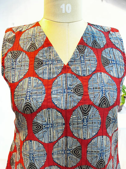 Circular Motif A-Line Midi Dress