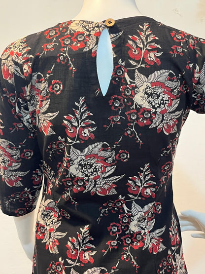 Black Bloom Straight Kurta