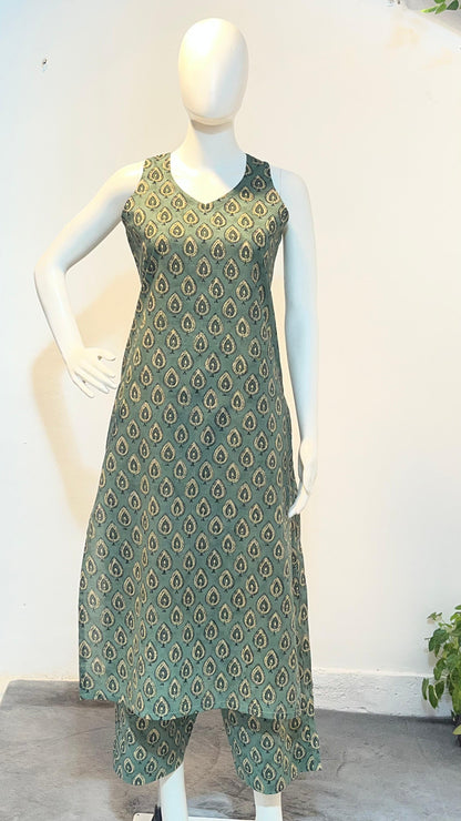 Sage Green Printed Kurta Set