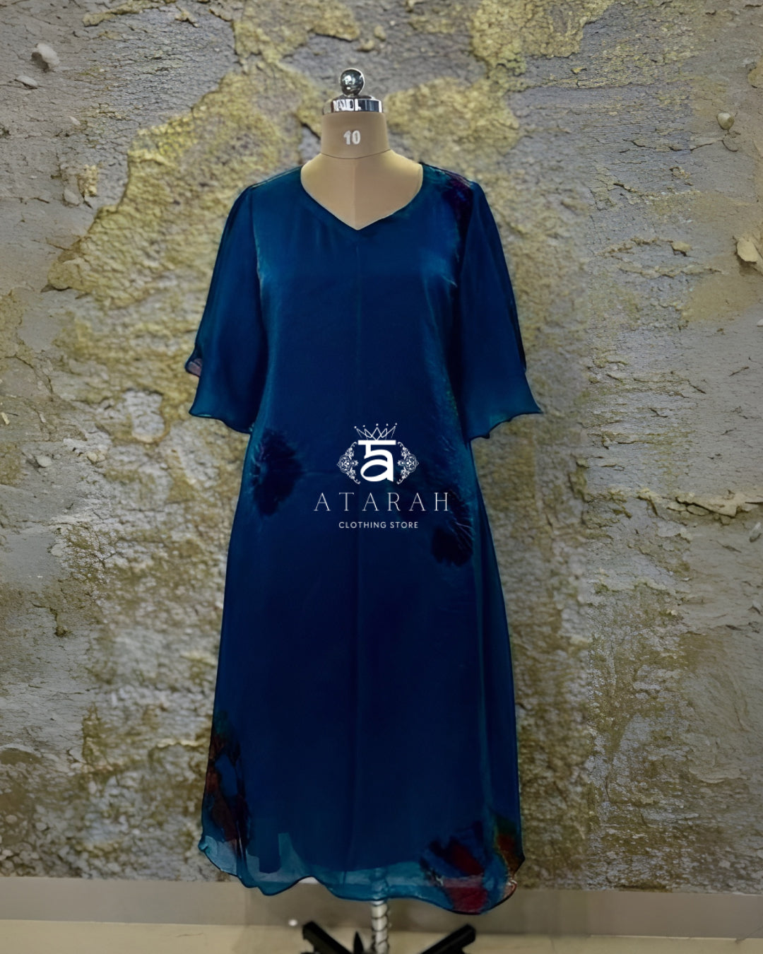 Teal Organza A-Line Dress