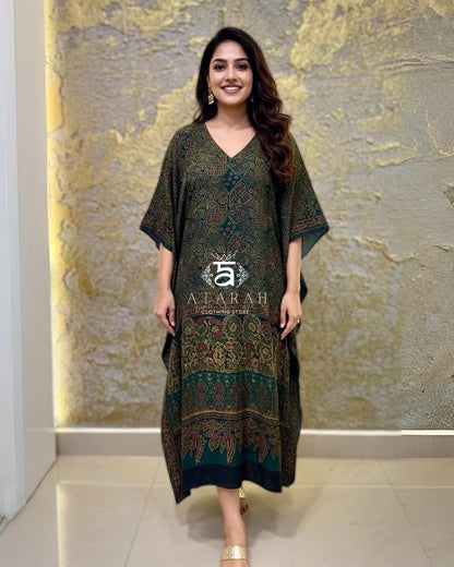 Designer Printed Green Kafthan